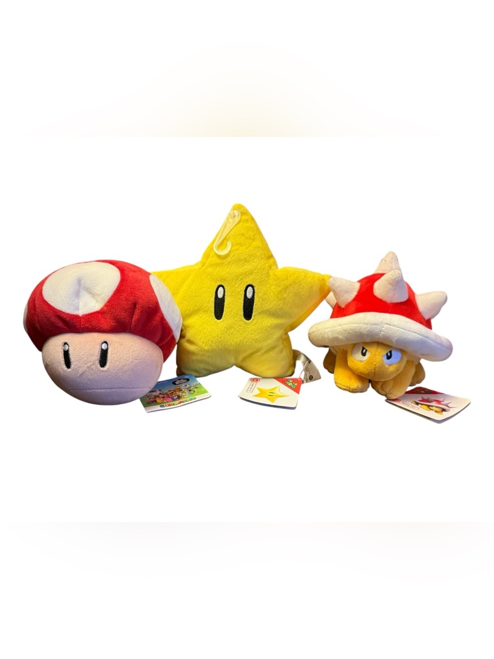 Nintendo Super Mario Plush Set Super Star, Mushroom, Spiny Koopa NWT 6 in